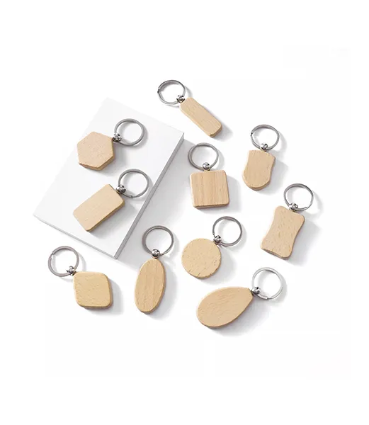 MIXED SHAPE WOODEN KEYCHAIN