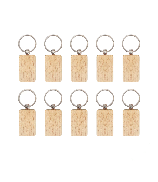 Rounded Rectangle Wooden Keychain